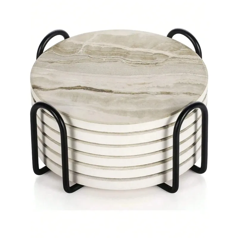 Marble Coaster Set - Zestaw 6 ceramicznych podkładek pod napoje