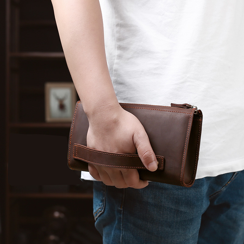 Leather Wallet Men - Męskie kopertówki, długie portmonetki, biznesowe portfele