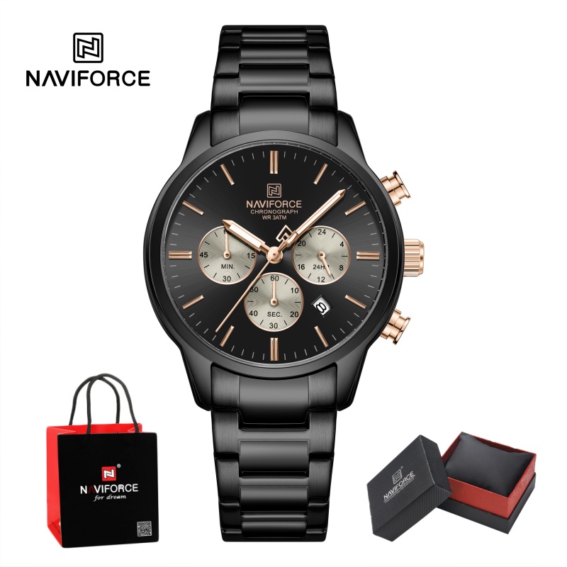 Luxury Watch Men - Zegarek męski NAVIFORCE Quartz Chronograph, wodoodporny,