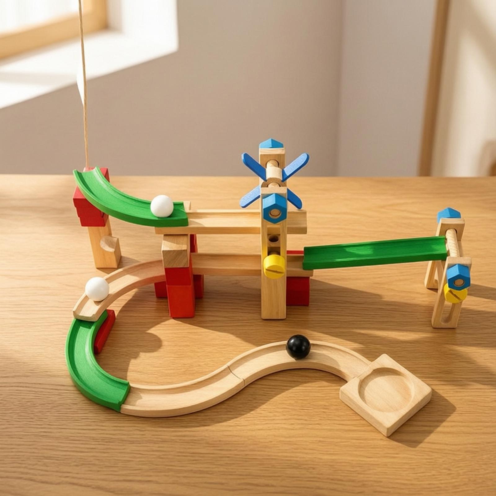 Drewniana torowa zabawka z kul – Marble Coaster Set recenzja i cena