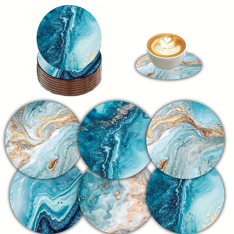 Zestaw 6 okrągłych drewnianych – Marble Coaster Set recenzja i cena
